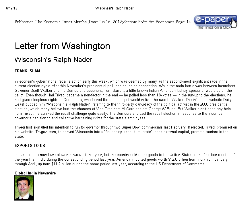 Wisconsin's Ralph Nader
